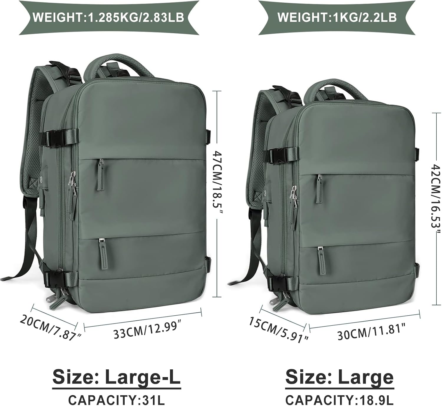 Large Travel Backpack For Women Men,Carry On Backpack,Hiking Backpack Waterproof Outdoor Sports Rucksack Casual Daypack Travel Essentials(Olive Green) - Image 3