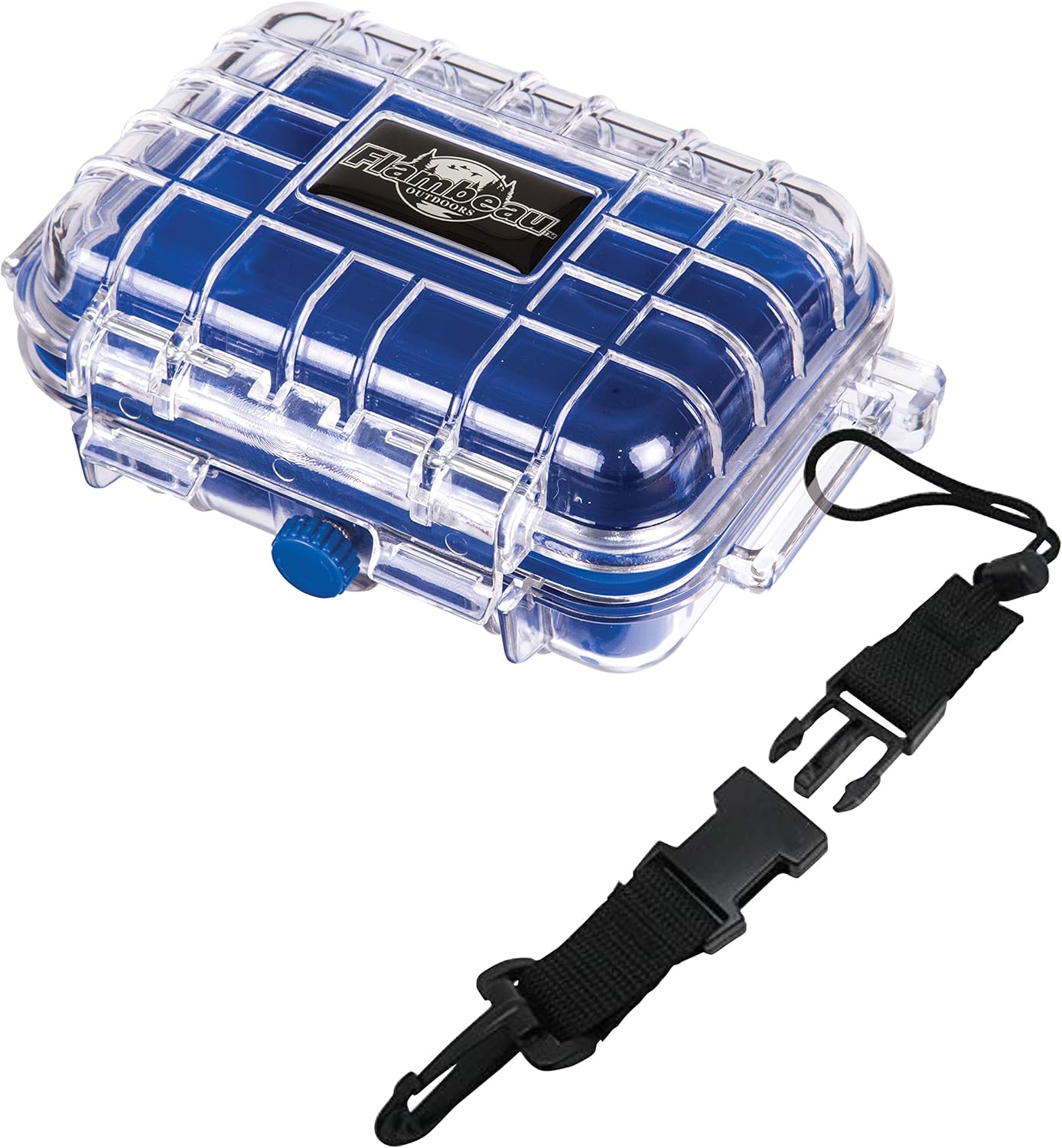 Flambeau Outdoors 102HD HD Tuff Box 100 with Zerust Anti-Corrosion Liner, Dry Box Storage, X-Small, Blue/Clear