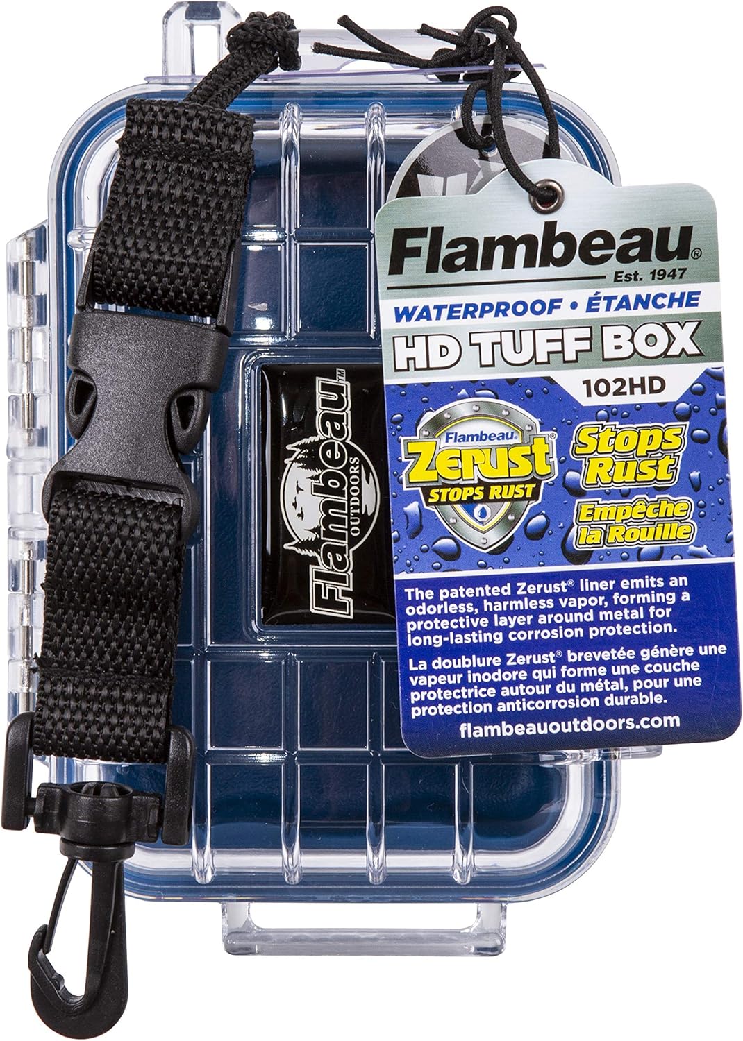 Flambeau Outdoors 102HD HD Tuff Box 100 with Zerust Anti-Corrosion Liner, Dry Box Storage, X-Small, Blue/Clear - Image 3