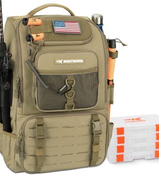 KastKing Karryall Fishing Tackle Backpack with Rod Holders 4 Tackle Boxes,40L Fishing Bag Storage Fishing Gear and Equipment