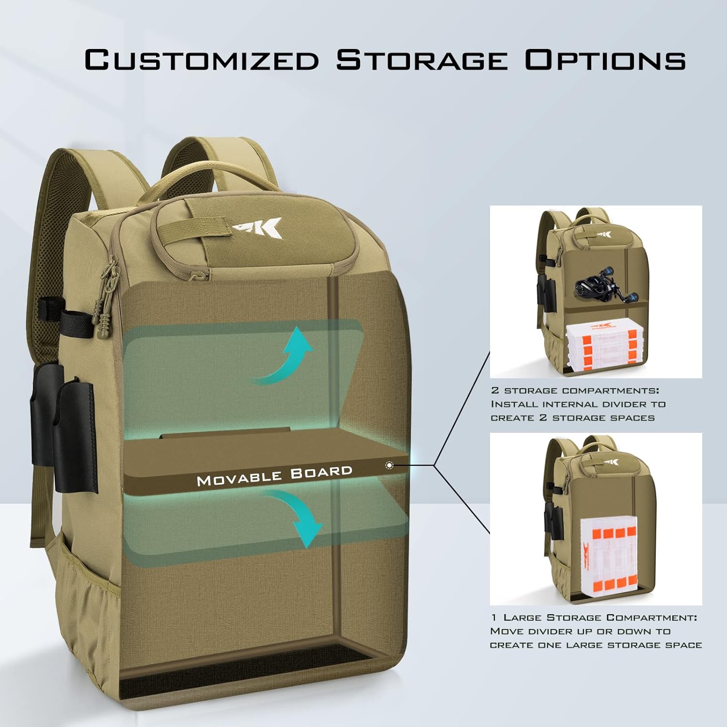 KastKing Karryall Fishing Tackle Backpack with Rod Holders 4 Tackle Boxes,40L Fishing Bag Storage Fishing Gear and Equipment - Image 5